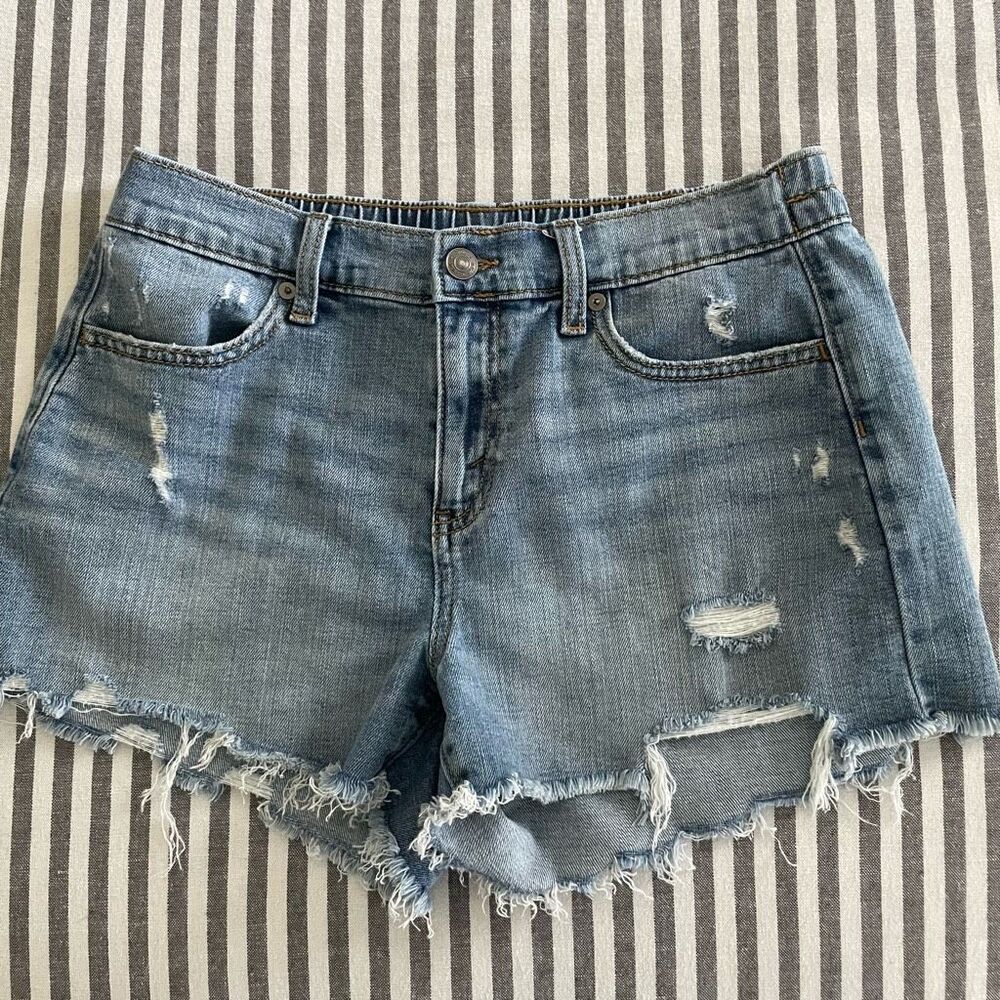 Aerie Blue Distressed Jean Shorts